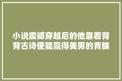 小说震撼穿越后的他靠着背背古诗便能赢得美男的青睐