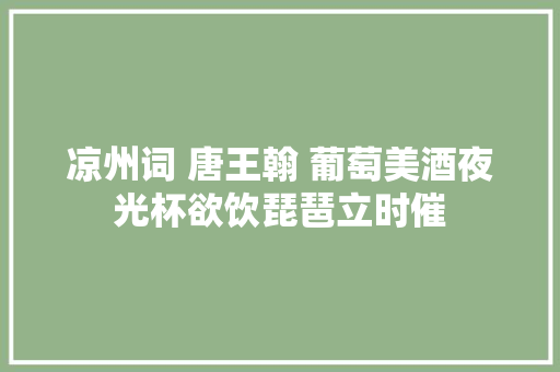 凉州词 唐王翰 葡萄美酒夜光杯欲饮琵琶立时催
