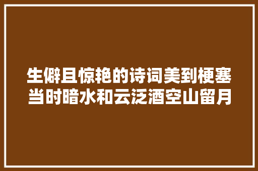 生僻且惊艳的诗词美到梗塞当时暗水和云泛酒空山留月听琴