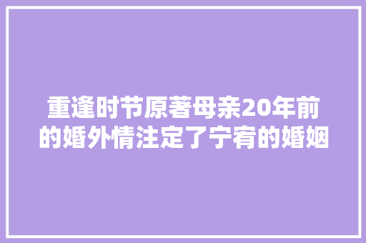 重逢时节原著母亲20年前的婚外情注定了宁宥的婚姻悲剧