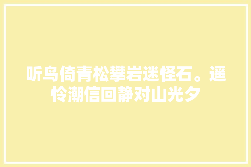 听鸟倚青松攀岩迷怪石。遥怜潮信回静对山光夕