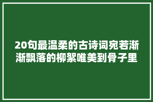 20句最温柔的古诗词宛若渐渐飘落的柳絮唯美到骨子里