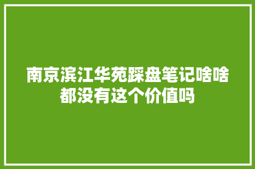 南京滨江华苑踩盘笔记啥啥都没有这个价值吗