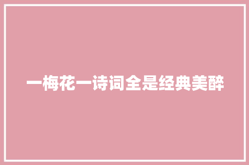 一梅花一诗词全是经典美醉