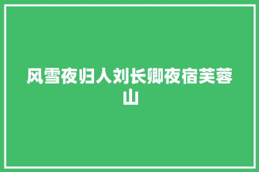 风雪夜归人刘长卿夜宿芙蓉山
