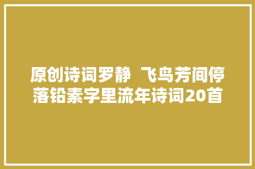 原创诗词罗静  飞鸟芳间停落铅素字里流年诗词20首