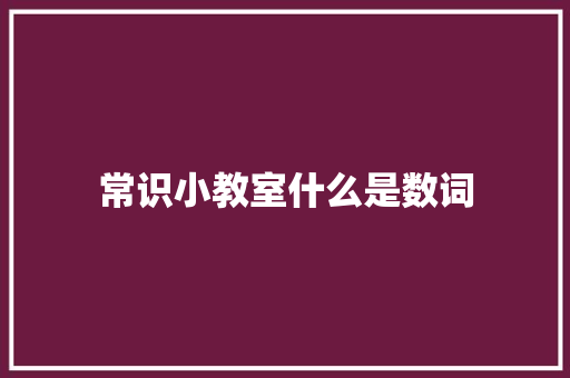 常识小教室什么是数词