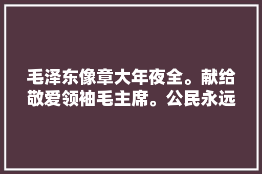 毛泽东像章大年夜全。献给敬爱领袖毛主席。公民永远怀念您。一