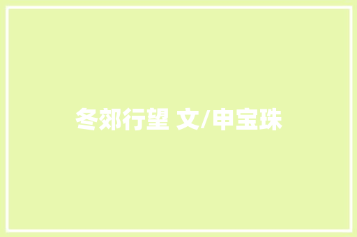 冬郊行望 文/申宝珠