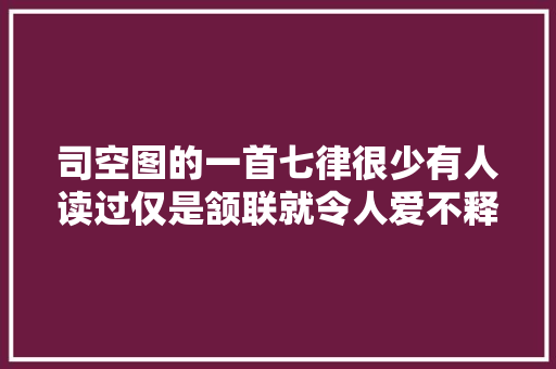 司空图的一首七律很少有人读过仅是颔联就令人爱不释手