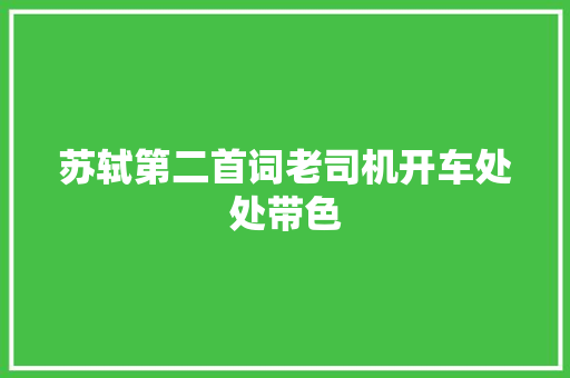 苏轼第二首词老司机开车处处带色