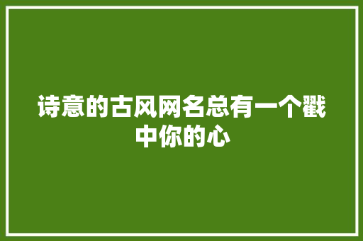 诗意的古风网名总有一个戳中你的心
