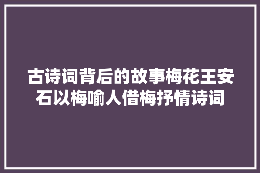 古诗词背后的故事梅花王安石以梅喻人借梅抒情诗词