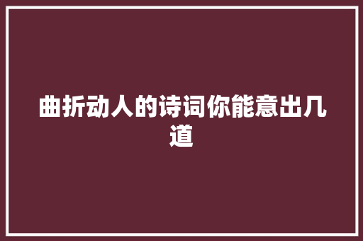 曲折动人的诗词你能意出几道