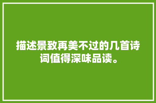 描述景致再美不过的几首诗词值得深味品读。