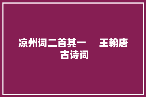 凉州词二首其一     王翰唐 古诗词