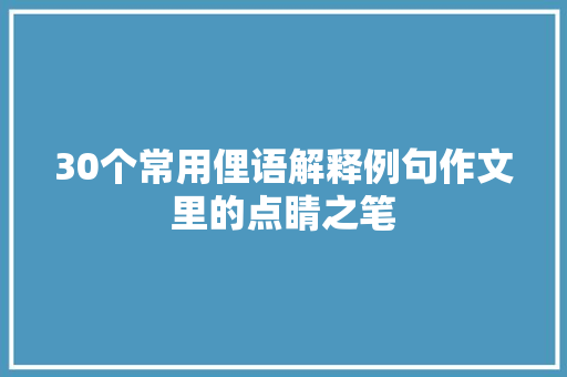 30个常用俚语解释例句作文里的点睛之笔