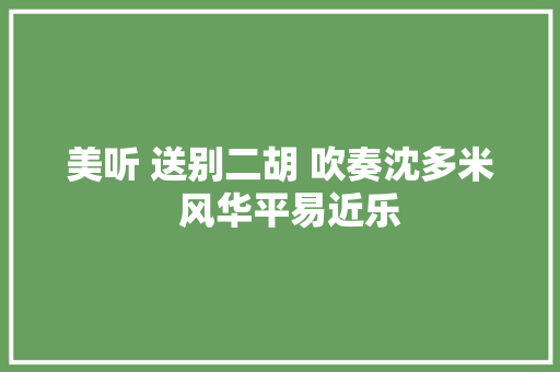 美听 送别二胡 吹奏沈多米  风华平易近乐