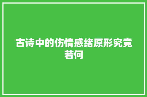 古诗中的伤情感绪原形究竟若何