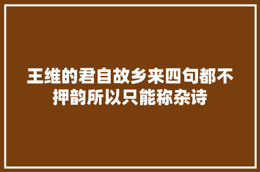 王维的君自故乡来四句都不押韵所以只能称杂诗