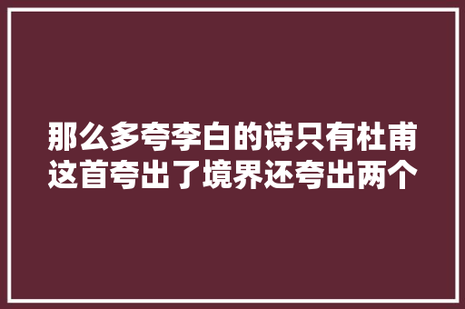 那么多夸李白的诗只有杜甫这首夸出了境界还夸出两个千古名句