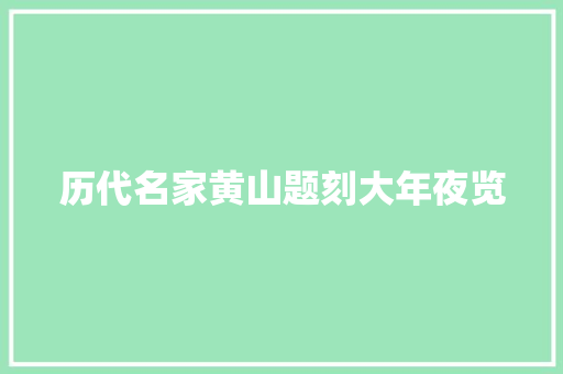 历代名家黄山题刻大年夜览