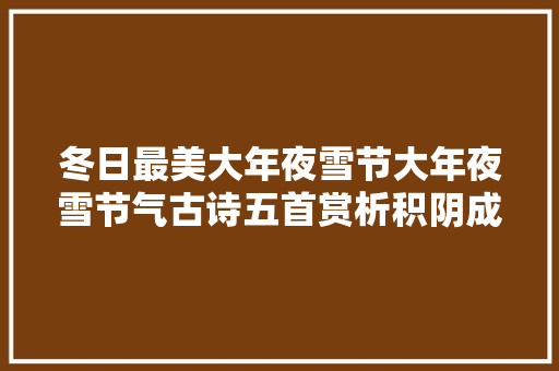 冬日最美大年夜雪节大年夜雪节气古诗五首赏析积阴成大年夜雪依依惜暮晖