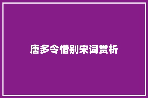 唐多令惜别宋词赏析