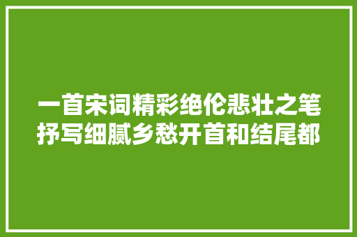 一首宋词精彩绝伦悲壮之笔抒写细腻乡愁开首和结尾都很惊艳