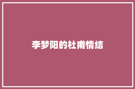 李梦阳的杜甫情结