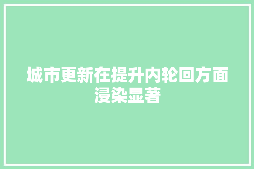 城市更新在提升内轮回方面浸染显著