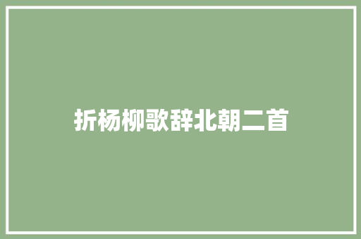 折杨柳歌辞北朝二首