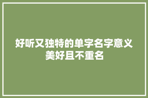 好听又独特的单字名字意义美好且不重名