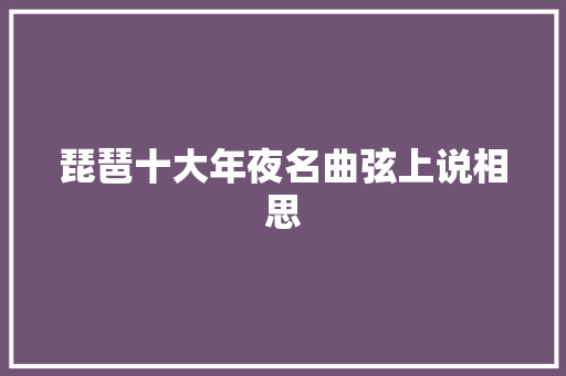 琵琶十大年夜名曲弦上说相思