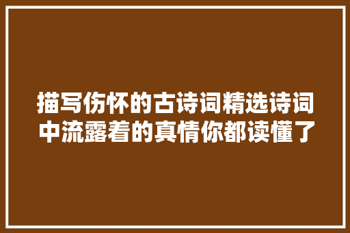 描写伤怀的古诗词精选诗词中流露着的真情你都读懂了吗