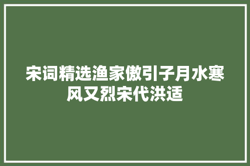 宋词精选渔家傲引子月水寒风又烈宋代洪适