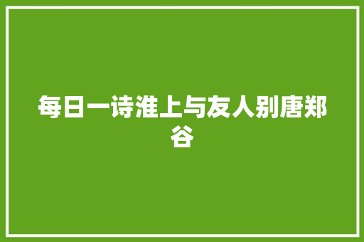 每日一诗淮上与友人别唐郑谷