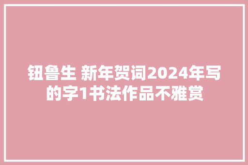 钮鲁生 新年贺词2024年写的字1书法作品不雅赏