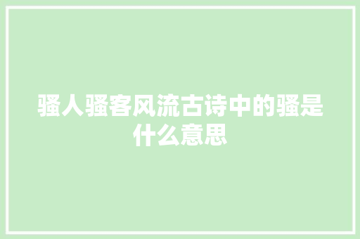 骚人骚客风流古诗中的骚是什么意思