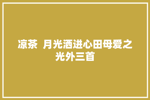 凉茶  月光洒进心田母爱之光外三首