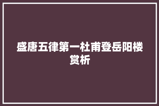 盛唐五律第一杜甫登岳阳楼赏析