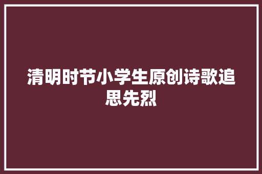清明时节小学生原创诗歌追思先烈