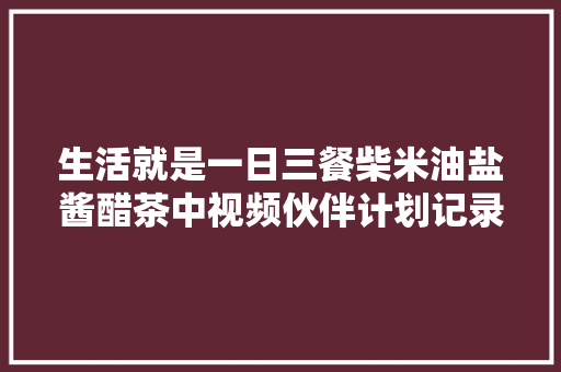 生活就是一日三餐柴米油盐酱醋茶中视频伙伴计划记录真实