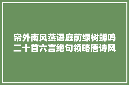 帘外南风燕语庭前绿树蝉鸣二十首六言绝句领略唐诗风情