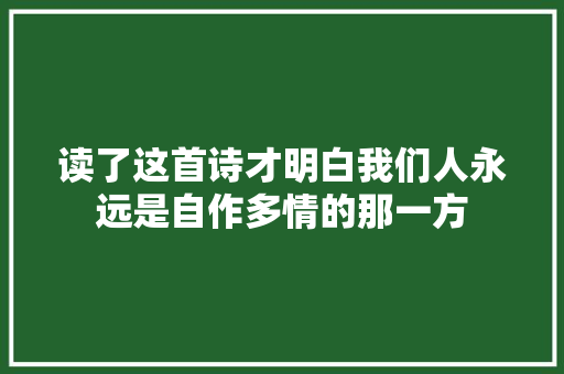 读了这首诗才明白我们人永远是自作多情的那一方