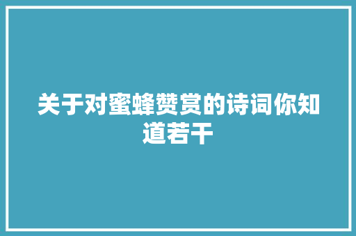 关于对蜜蜂赞赏的诗词你知道若干