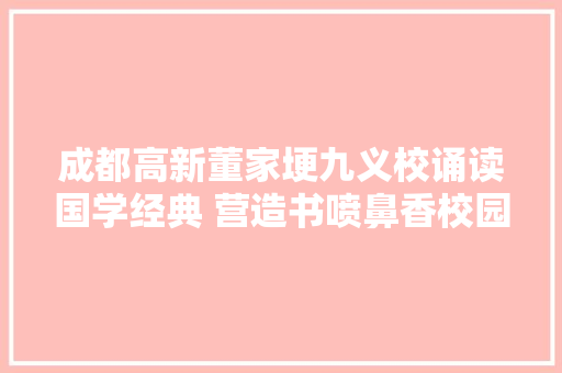 成都高新董家埂九义校诵读国学经典 营造书喷鼻香校园