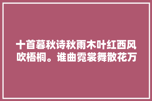 十首暮秋诗秋雨木叶红西风吹梧桐。谁曲霓裳舞散花万里空。