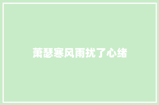 萧瑟寒风雨扰了心绪