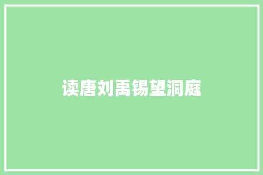 读唐刘禹锡望洞庭